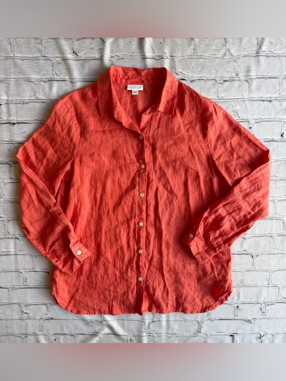 J. Jill Love Linen Button-Down Blouse Small 100% Linen Shirt Excellent condition